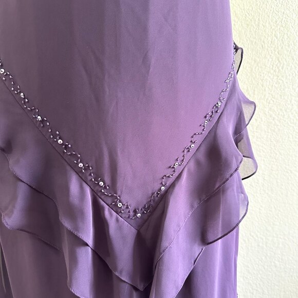 Alex Evening Vintage 90s Purple Ruffle Tiered Max Formal Dress - Picture 4 of 6